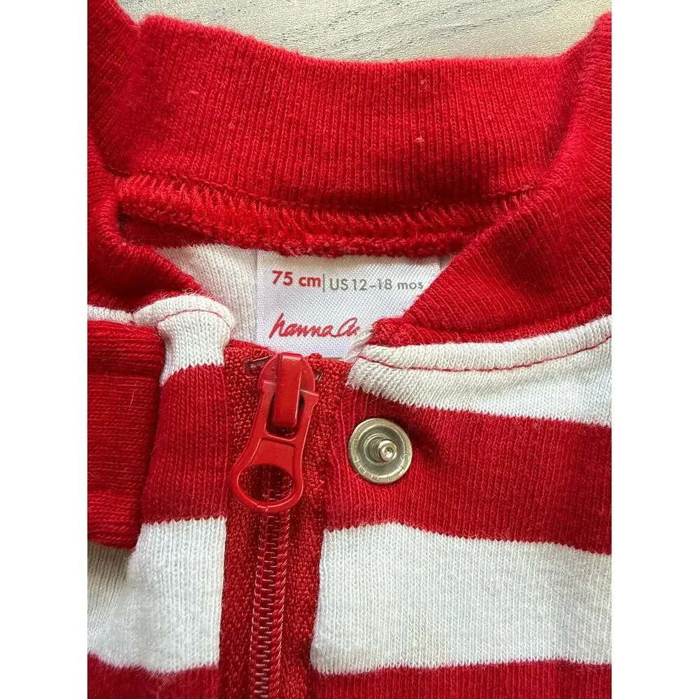 Hanna Andersson Red & White Striped One-Piece Pajamas Size 12-18 months